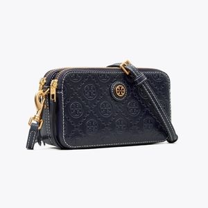 T MONOGRAM LEATHER DOUBLE-ZIP MINI BAG